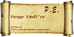 Perger Edvárd névjegykártya
